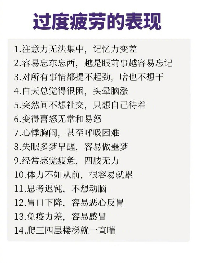 过度疲劳的表现有哪些？不重视会严重影响你的健康！